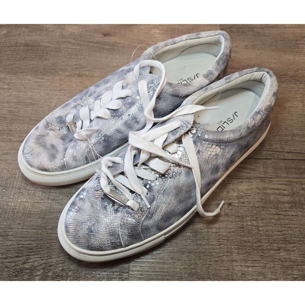 J/Slides Womens 10 Sneaker Platform Snake Python Metallic Silver Gray J Slides